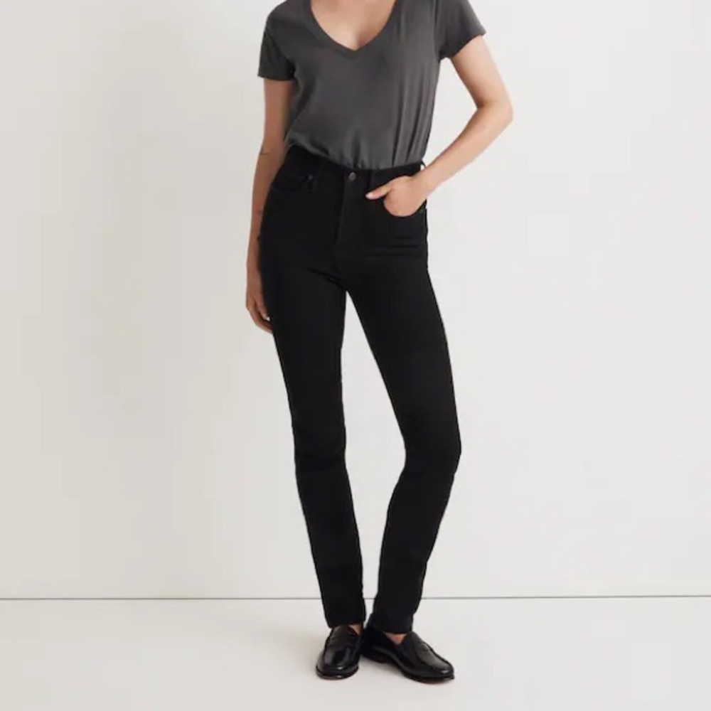 Madewell Stovepipe Jeans in Black Rinse Wash Slim Straight